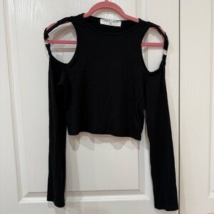 LF Emma & Sam Black Cut-Out Crop Top
